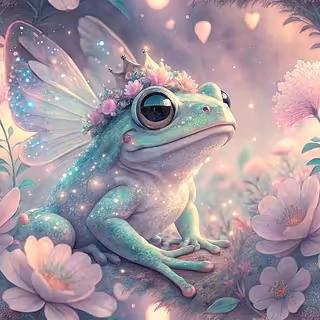 Magical Pastel Tree Frog with Wings