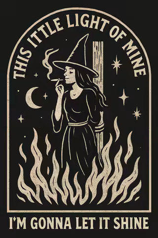 Vintage Witch Illustration with Quote