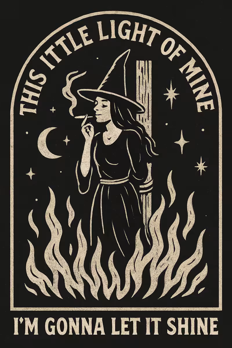 Vintage Witch Illustration with Quote