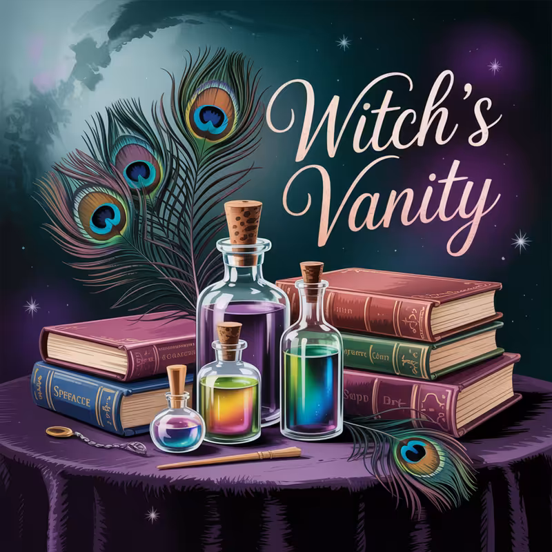 Witchy Still-Life with Apothecary Bottles