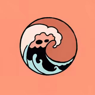 Simple Wave and Skull Logo