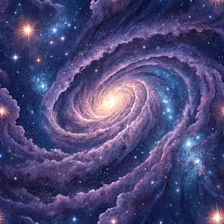 Galaxy Swirl with Stars and Nebulas