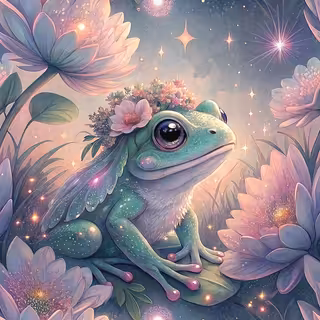 Magical Pastel Tree Frog with Wings