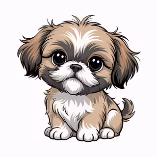 Cute Animated Baby Shih Tzu