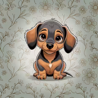 Cute Animated Baby Dachshund Art