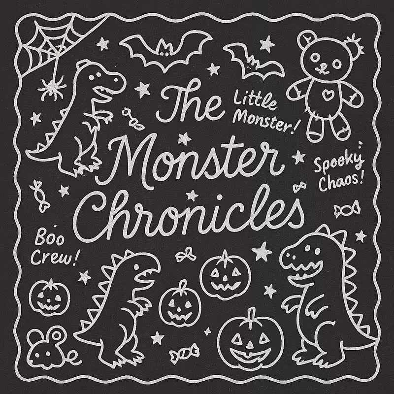 Playful White Line-Art Monster Design