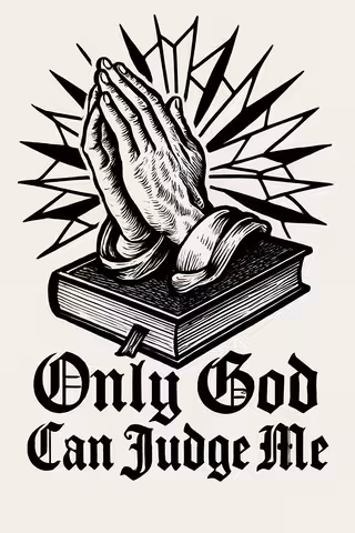 Black-and-White Praying Hands Design