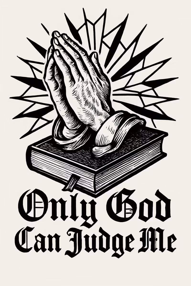 Black-and-White Praying Hands Design