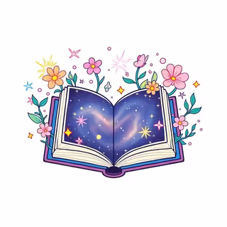 Magical Open Book with Dreamy Galaxy