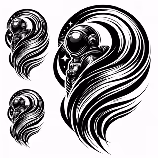 Elegant Black & White Astronaut Tattoo