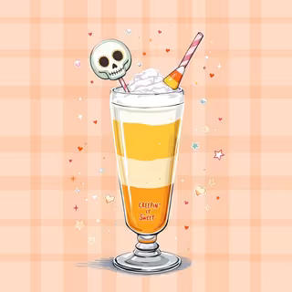 Vintage Soda Glass with Skull Lollipop