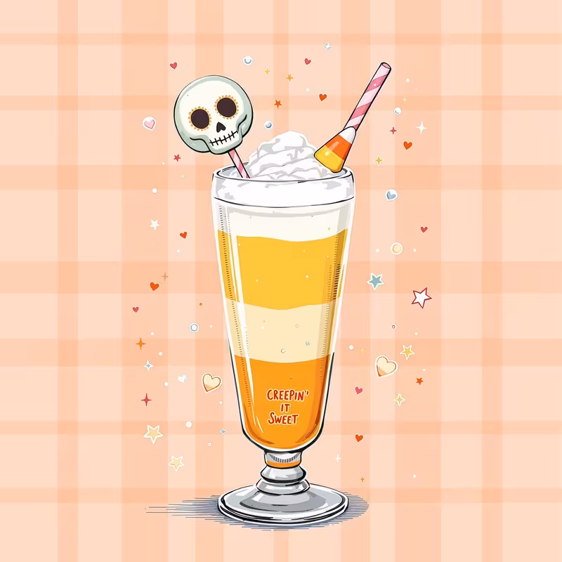 Vintage Soda Glass with Skull Lollipop