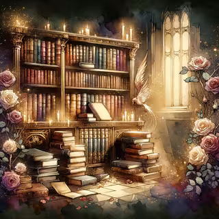 Dark Academia Watercolor Bookshelf
