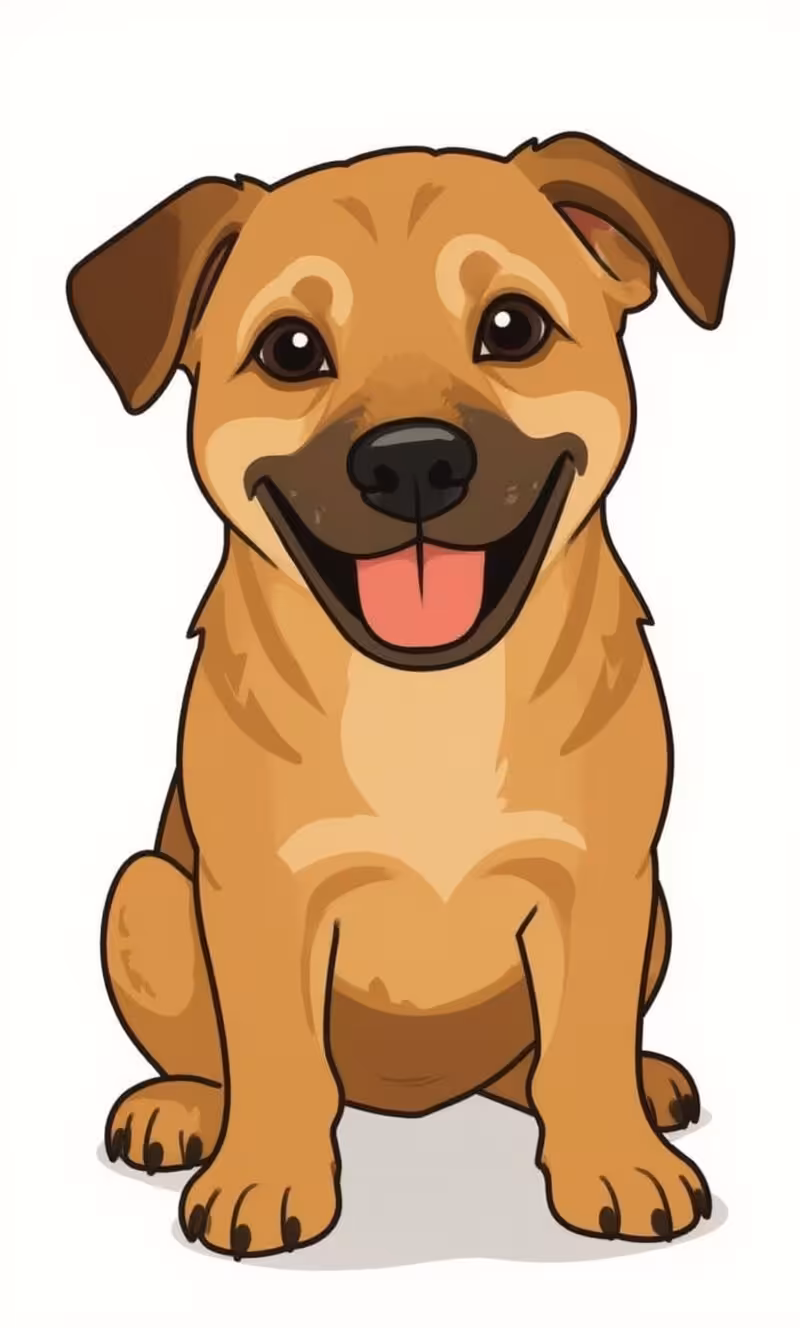 Realistic Flat-Style Puppy Illustration