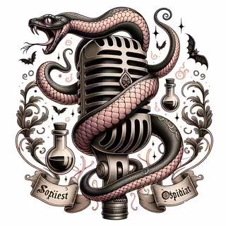 Retro Microphone with Gothic Snake Tattoo