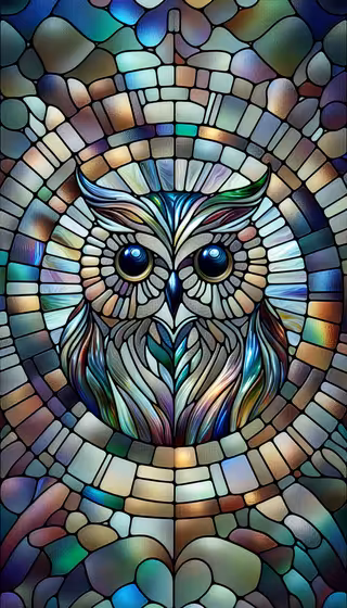 Iridescent Stained Glass Owl Design