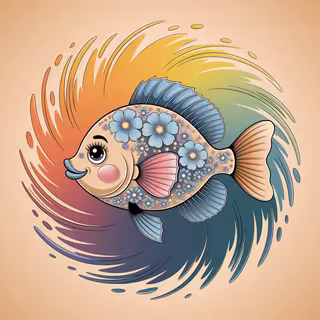 Colorful Boho Floral Fish Illustration