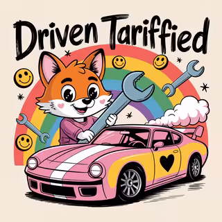 Cartoon Fox Mechanic with Race Car