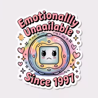 Sad Tamagotchi with Sparkles