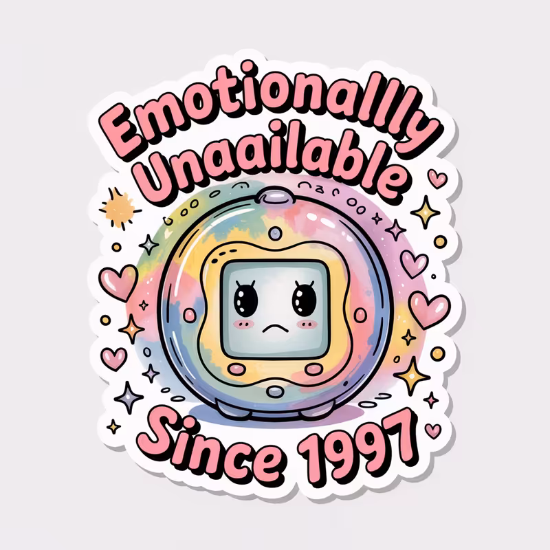 Sad Tamagotchi with Sparkles