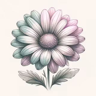 Pastel Goth Daisy Flower Sketch