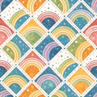 Colorful Rainbow Checkerboard Pattern