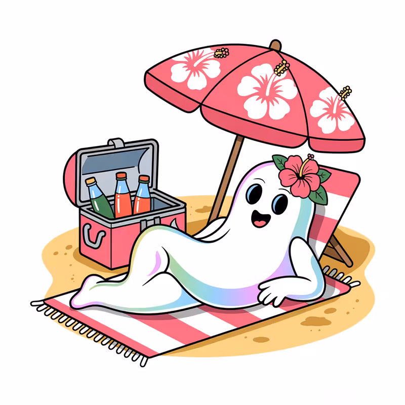 Iridescent Ghost on Beach Towel Clipart