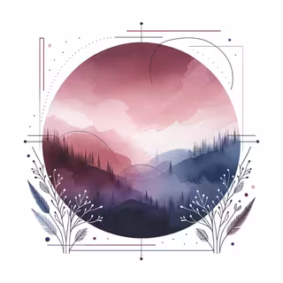 Watercolor Ombre Background with Geometric Art