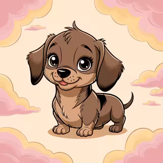 Cute Animated Baby Dachshund Art