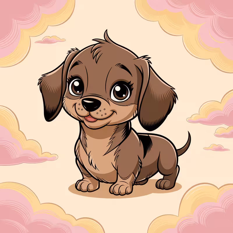 Cute Animated Baby Dachshund Art