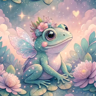 Magical Pastel Tree Frog with Wings