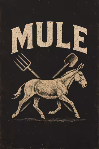Rugged Industrial Font with Mule Silhouette