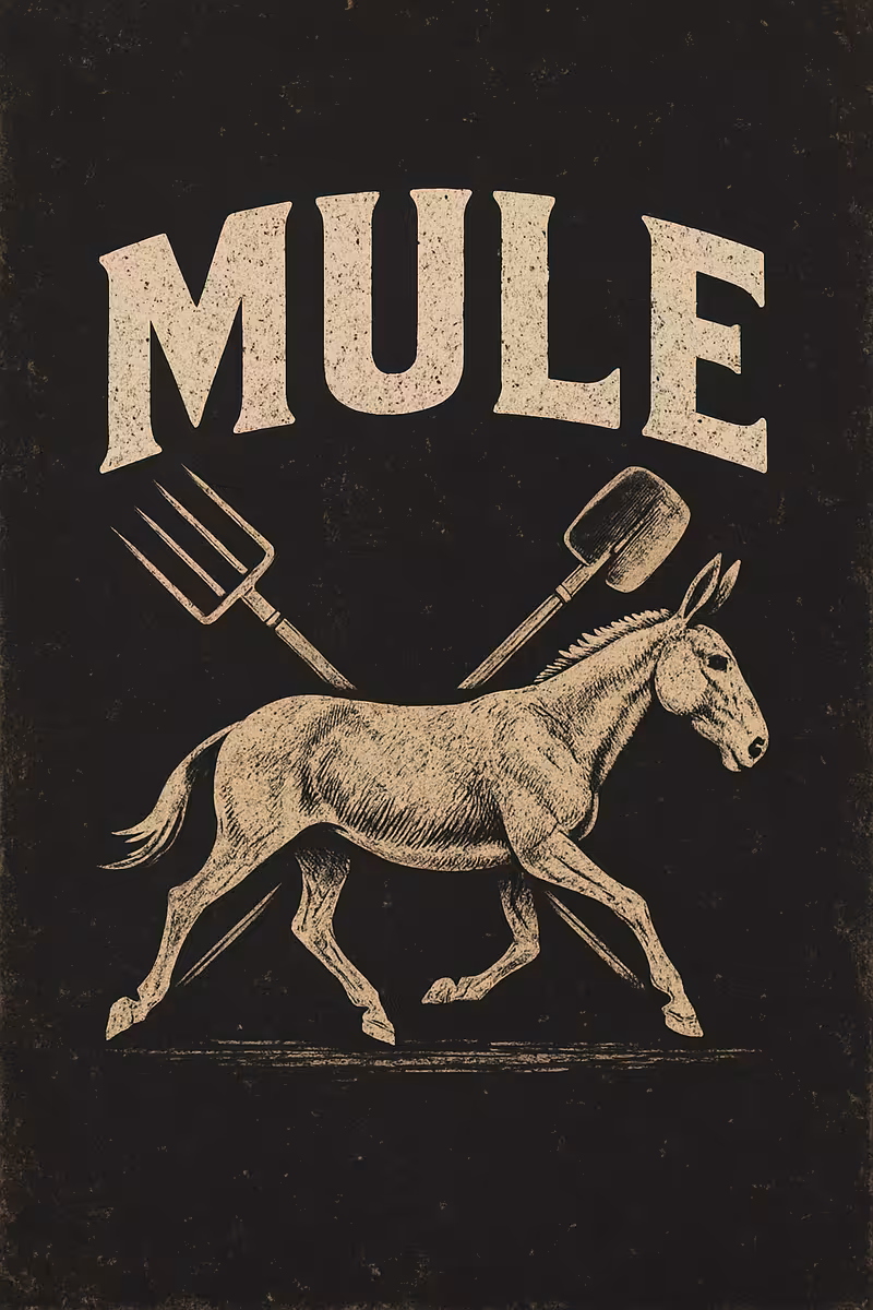 Rugged Industrial Font with Mule Silhouette
