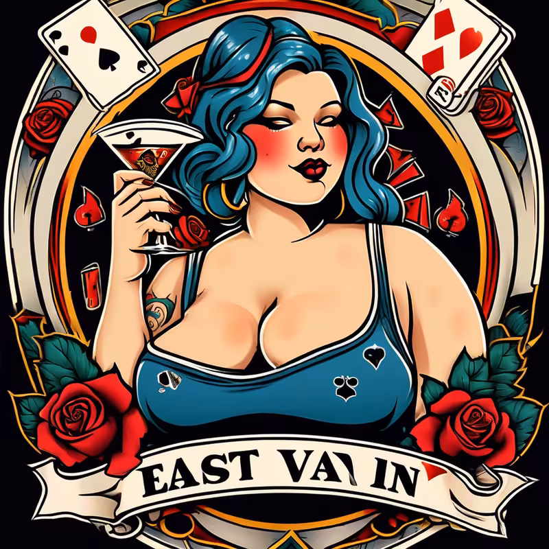 Chubby Woman Tattoo in Martini Glass