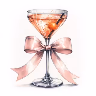 Watercolor Martini Cocktail Glass Clipart