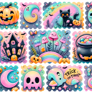 Playful 80s Retro Halloween Collage