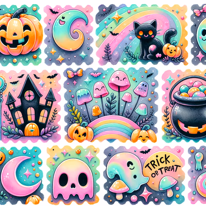 Playful 80s Retro Halloween Collage