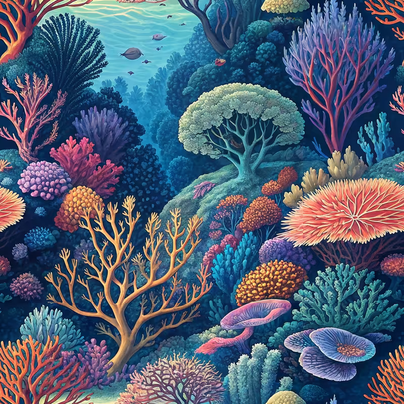 Ultra-Dense Neon Coral Reef Pattern