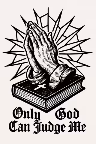 Black-and-White Praying Hands Design