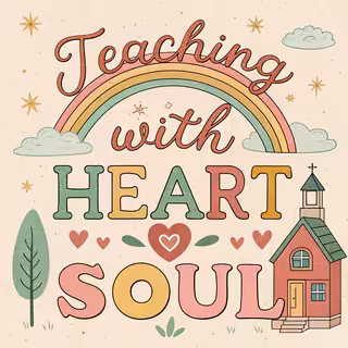 Retro Pastel Rainbow Schoolhouse Art