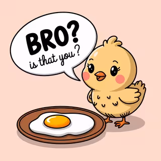 Cute Cartoon Chick with Sunny-Side-Up Egg