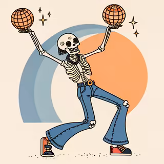 Groovy Retro Halloween Skeleton