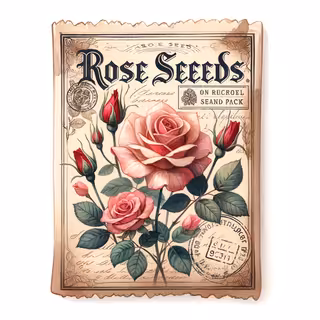 Vintage Rose Seed Packet PNG