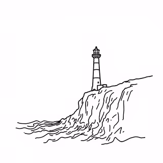 Minimalist Lighthouse Line Art