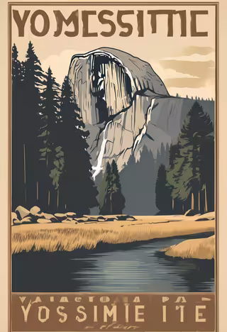 Vintage Yosemite National Park Poster
