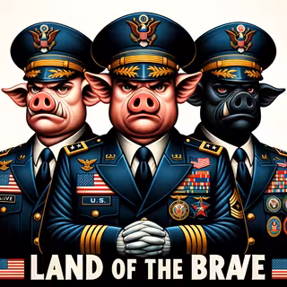 Cartoon Pig Generals in US Military Uniforms
