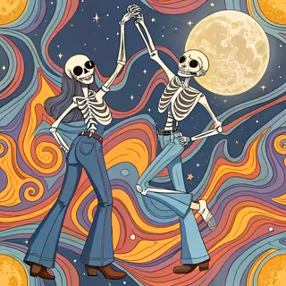 Funky Skeleton Couple Disco Pose