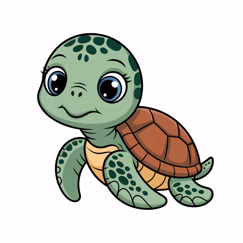 Cute Animated Baby Sea Turtle Art
