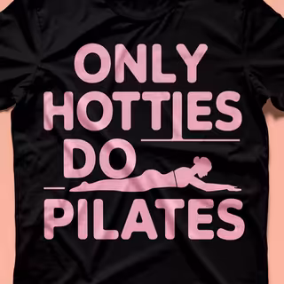 Black T-Shirt with Pink Pilates Design
