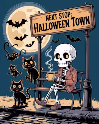Halloween Skeleton Bus Stop Design
